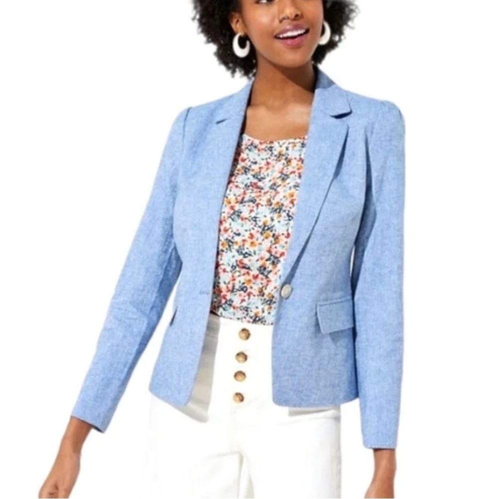 NWT Loft Cropped Chambray Blue Blazer